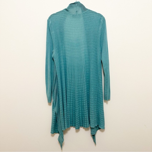 Nic + Zoe Longline Open Duster Cardigan Knit Size Medium aqua - Picture 2 of 12